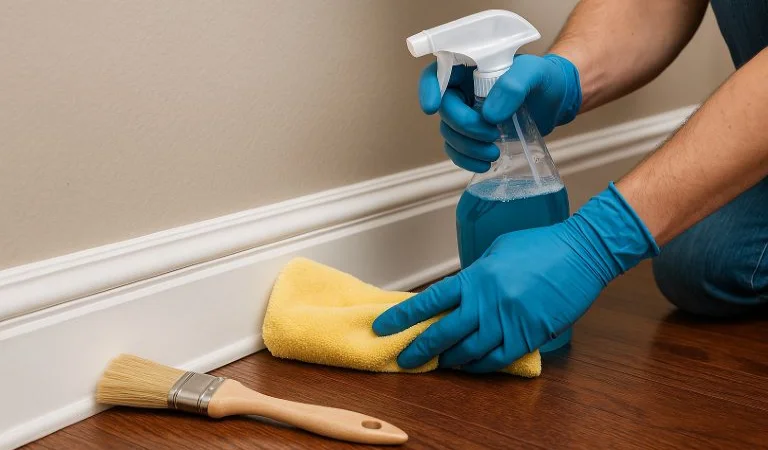 cleaning baseboards during deep cleaning service in Reno home